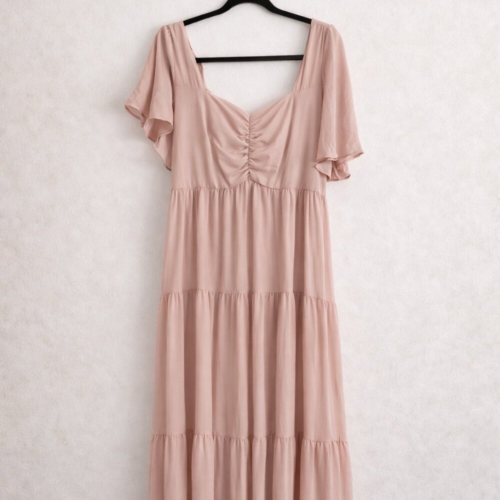 Show Me Your Mumu Blush Pink Tiered Maxi Dress – Size 1X